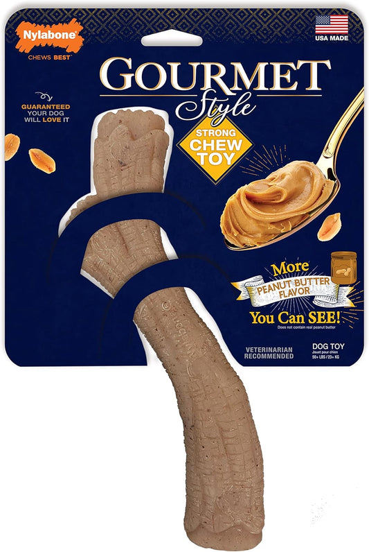 Nylabone Gourmet Style Stick Strong Chew Toy for Dogs, Peanut Butter Flavor, Medium - Up to 35 lbs, 1 Count - Retail $7
