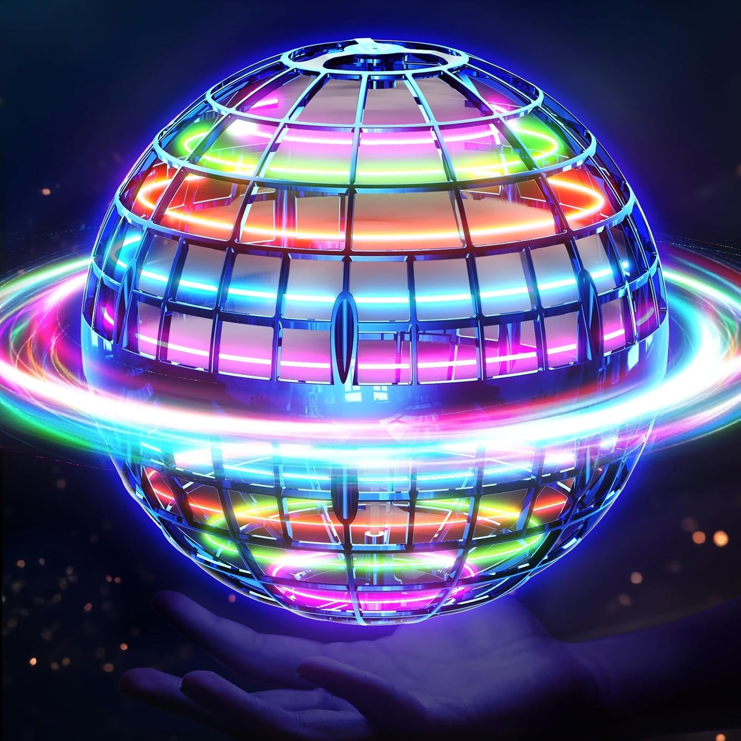 Flying Orb Ball, Red with Dazzling Lights, Magic Hover Spinner, Cool Boomerang Drone