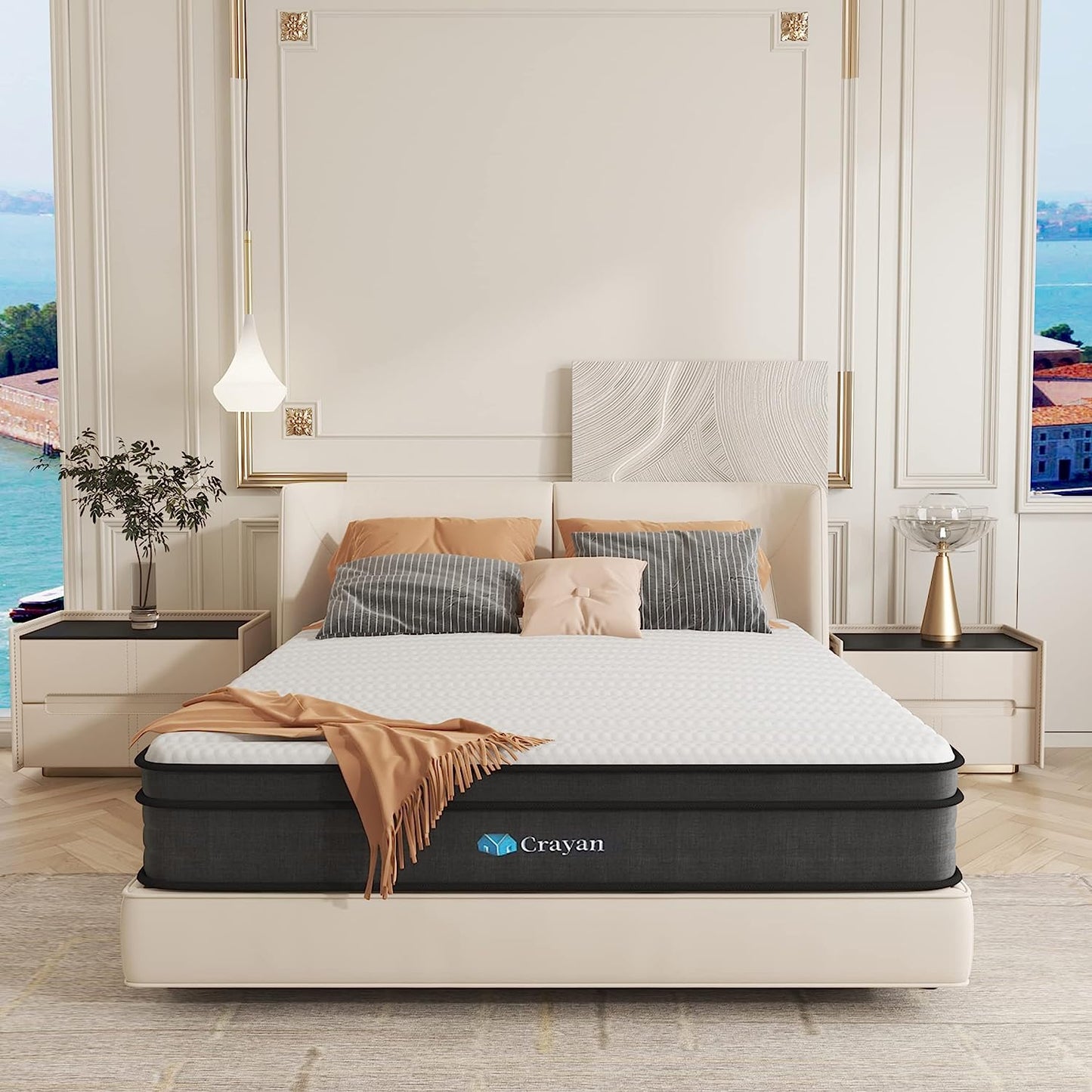 NEW - Crayan King Mattress, 10 Inch Memory Foam Mattress King Size, Innerspring Hybrid Mattress in a Box with Motion Isolation, Pressure Relief, CertiPUR-US - Retail $274
