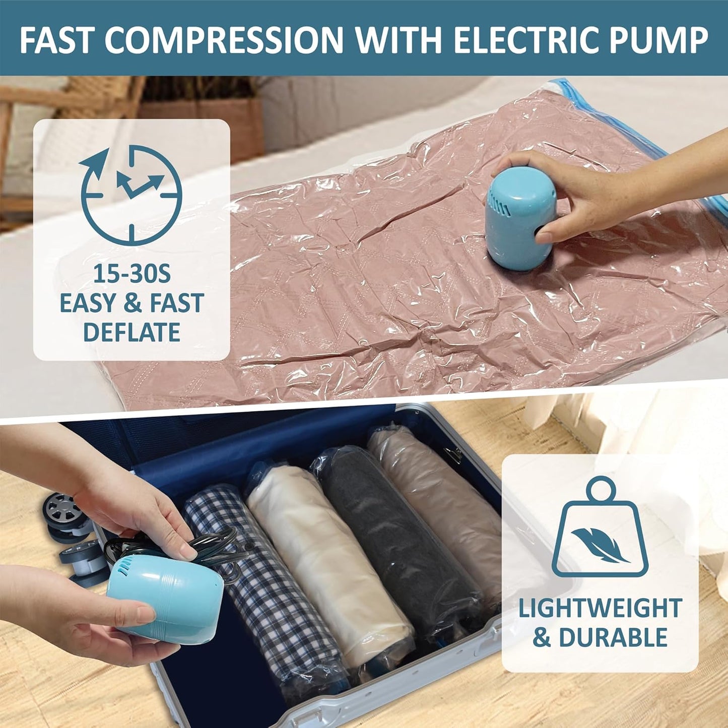 22 Vacuum Storage Bags with Electric Pump, Vacuum Sealed Storage Bags