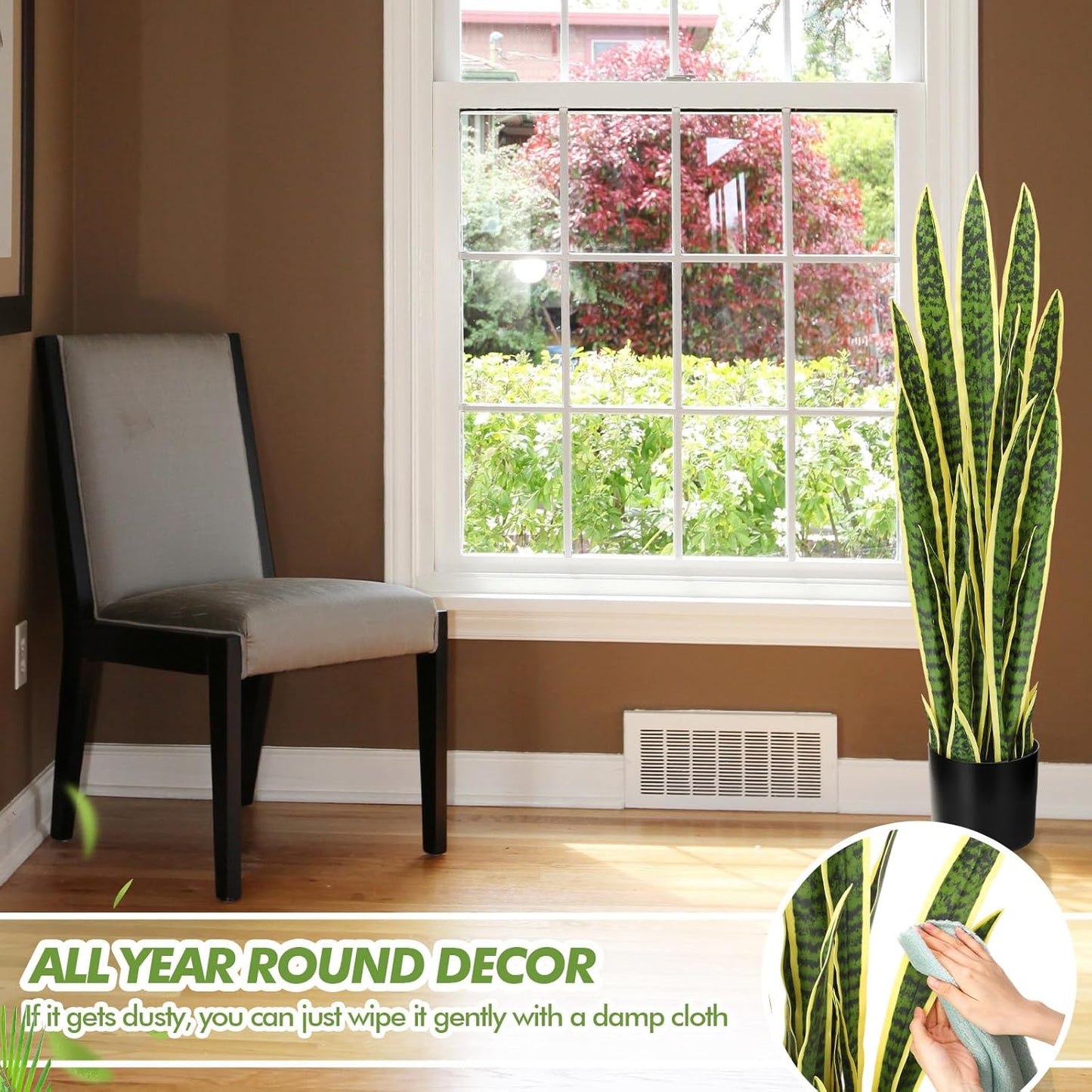 3.15 Ft Tall Artificial Snake Plant Faux Sansevieria Plant Large Fake Snake Bulk in Pot for Home Office Housewarming Gift - Retail $164