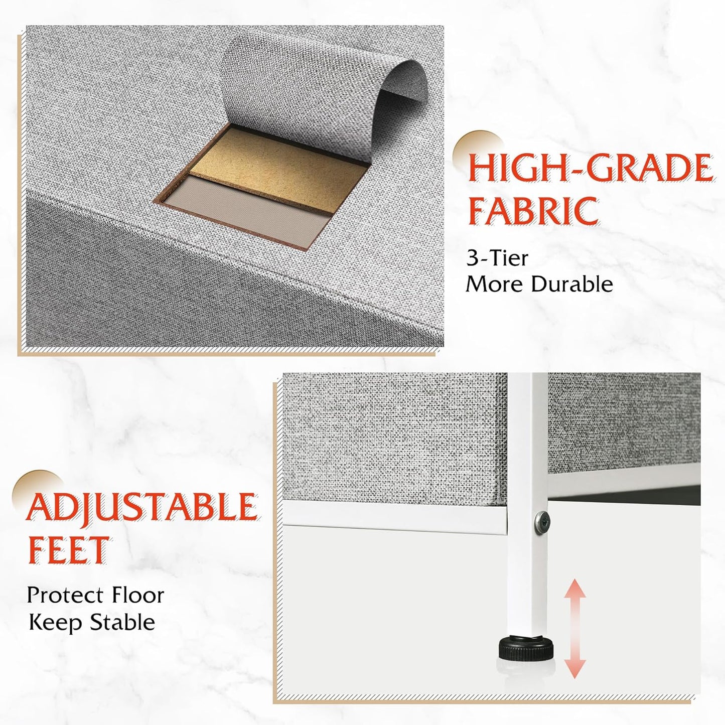 WLIVE Fabric Dresser for Bedroom, Dresser with 10 Drawers, Storage Tower with Fabric Bins, Double Dressers, Chest of Drawers for Closet, Living Room, Hallway, Light Grey - Retail $80