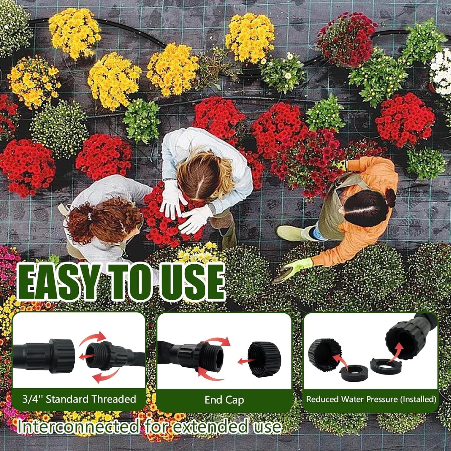 Flat Soaker Hose 50ft, Heavy Duty Double Layer Design, Drip Irrigation Hose Saves 80% Water, Leak Proof Sprinkler Hose For Garden, Lawn, Flower Bed, Vegetable Field