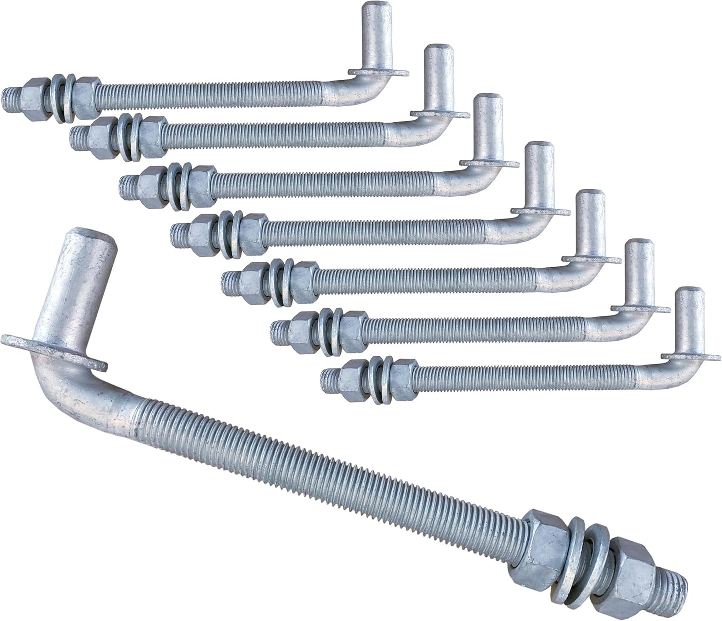 J-Bolt Gate Hinge, Hot-dip Galvanized J Bolt with 5/8" Gate Hinge. Farm Gate Hinges for Chain Link Fence Mostly Used in Frams, Back Yard, Frence Etc. Include Nut Washer (9" 8PCS)