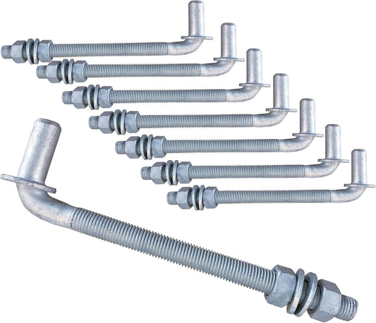 J-Bolt Gate Hinge, Hot-dip Galvanized J Bolt with 5/8" Gate Hinge. Farm Gate Hinges for Chain Link Fence Mostly Used in Frams, Back Yard, Frence Etc. Include Nut Washer (9" 8PCS)