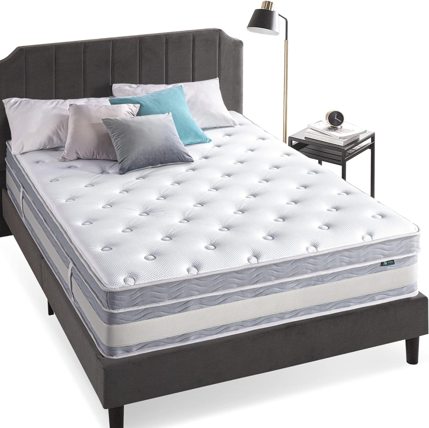 NEW - ZINUS 14 Inch Comfort Support Cooling Hybrid Quilted Mattress, Pocket Innersprings for Motion Isolation, Edge Support, Queen, White - Retail $484