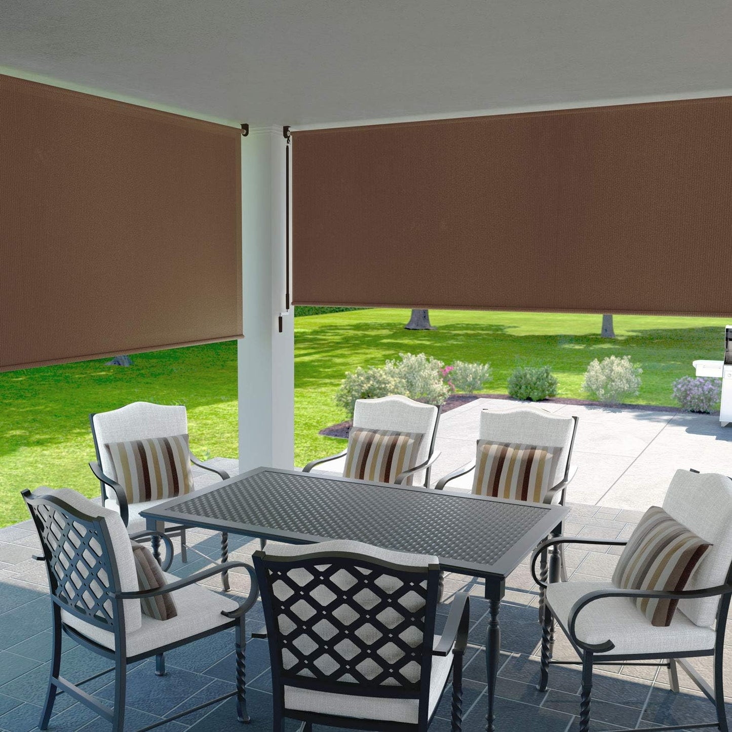 NEW - Coolaroo Exterior Roller Shade, Cordless Roller Shade with 90% UV Protection, No Valance, (6' W X 6' L), Mocha - Retail $75