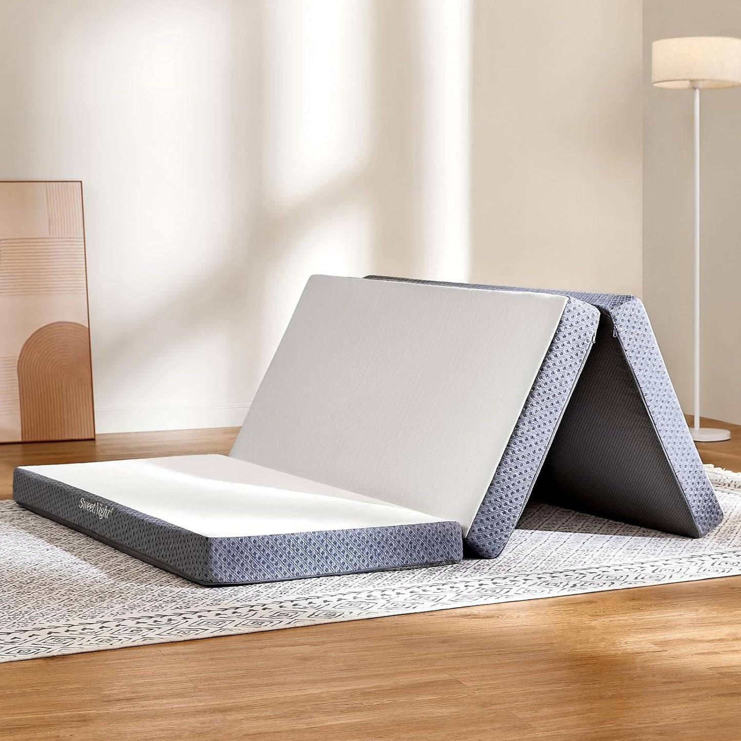 NEW - Sweetnight TWIN Tri Folding Mattress - 4-inch Foldable Mattress with a Collapsible and Washable Cover | Medium-Firm with Non-Slip Design | Suitable for RV Travel, Camping, Guest Twin - Retail $105