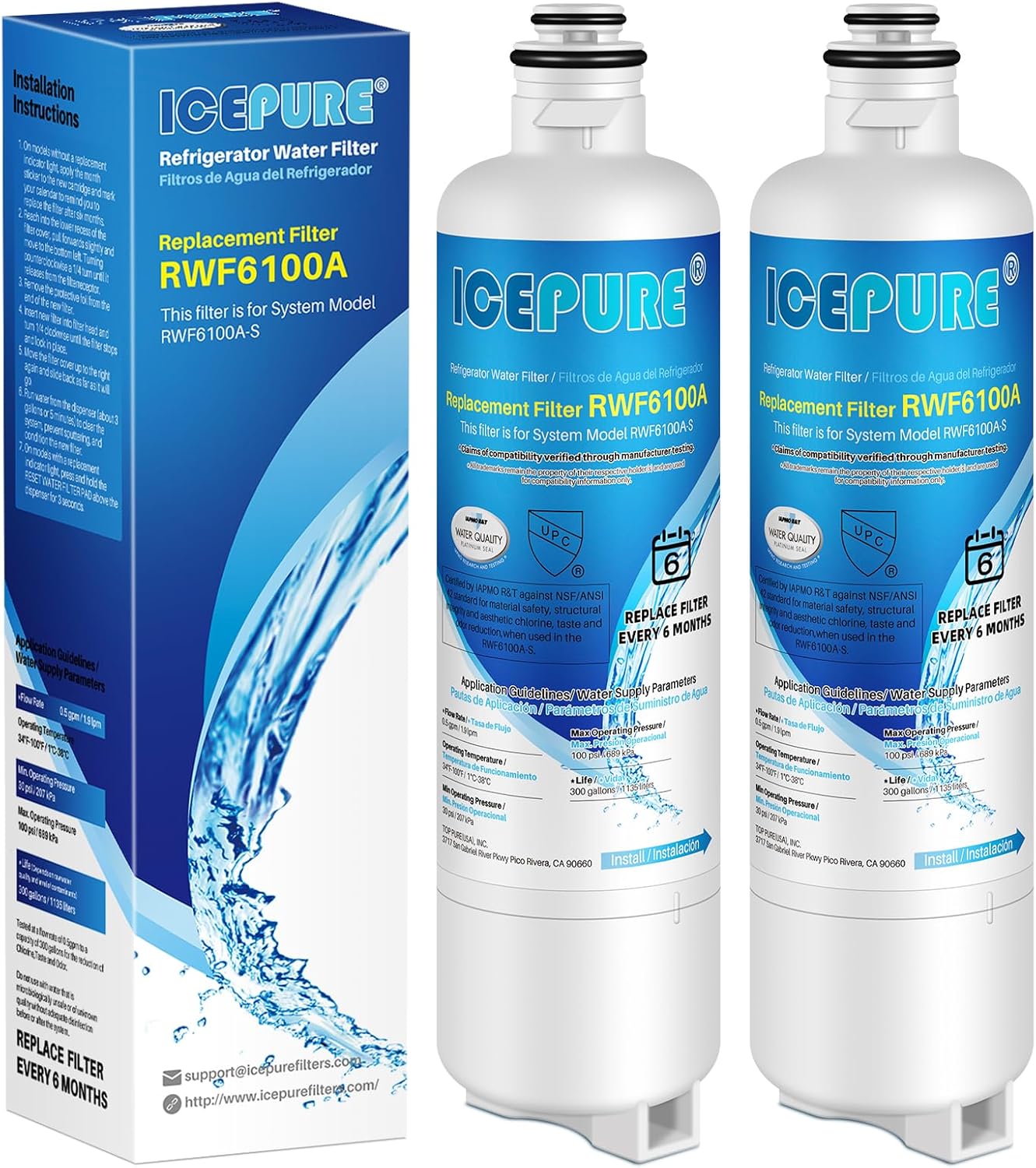 ICEPURE Refrigerator Water Filter Replacement for Bosch Ultra Clarity Pro BORPLFTR50, BORPLFTR55, 12033030, 12028325, 11025825, 11032531, B36CT80SNS, B36CL80ENS, WFC100MF, WFS200MF, RA450022, 2PACK - Retail $45