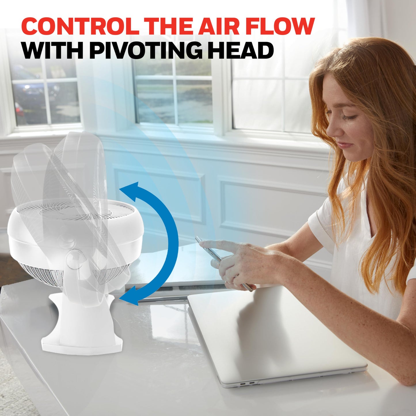Honeywell HT-904 TurboForce Tabletop Air Circulator Fan, Small, White – Quiet Personal Fan for Home or Office, 3 Speeds and 90 Degree Pivoting Head