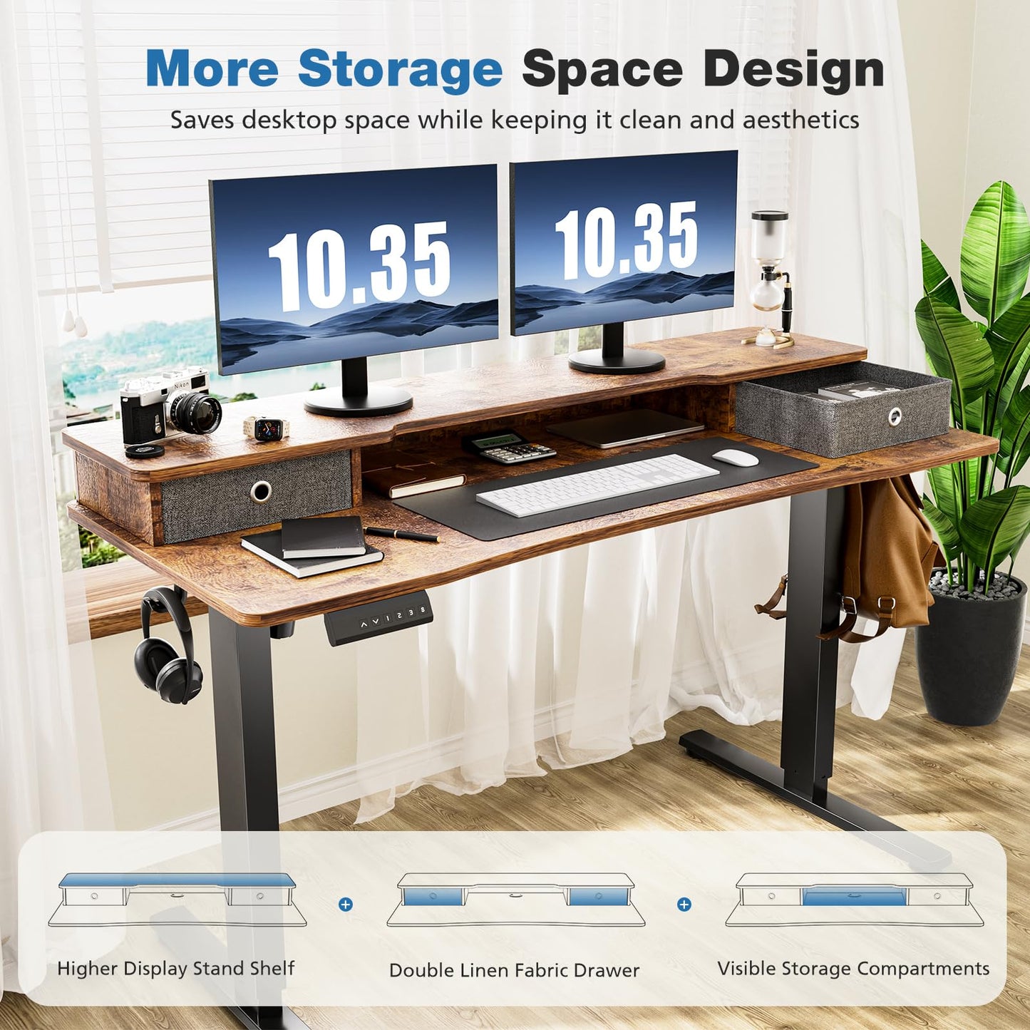 NEW - DUMOS 48 Inch Adjustable Height Computer Workstation