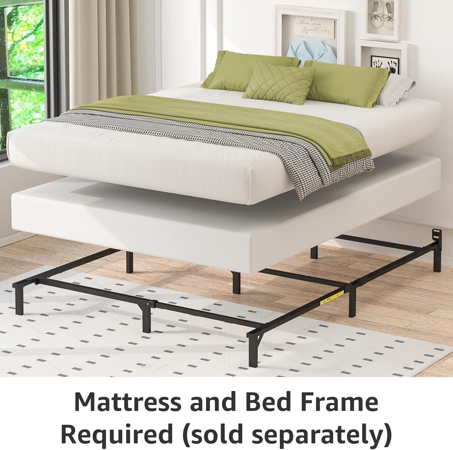 Amazon Basics Smart Box Spring Bed Base, 7-Inch Height Mattress Foundation, Tool-Free Easy Assembly, Queen, 79"L x 59.5"W x 7"H, White - Retail $120