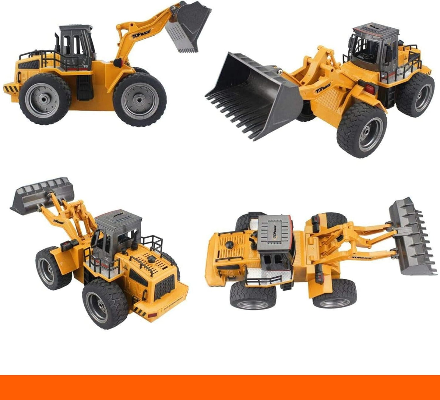 Top Race 6 Channel Full Functional Front Loader RC Remote Control Construction Toy Tractor Lights & Sounds 2.4Ghz Remote Control Tractor Toys Remote Control Bulldozer RC Construction Vehicles Boy Toys - Retail $32