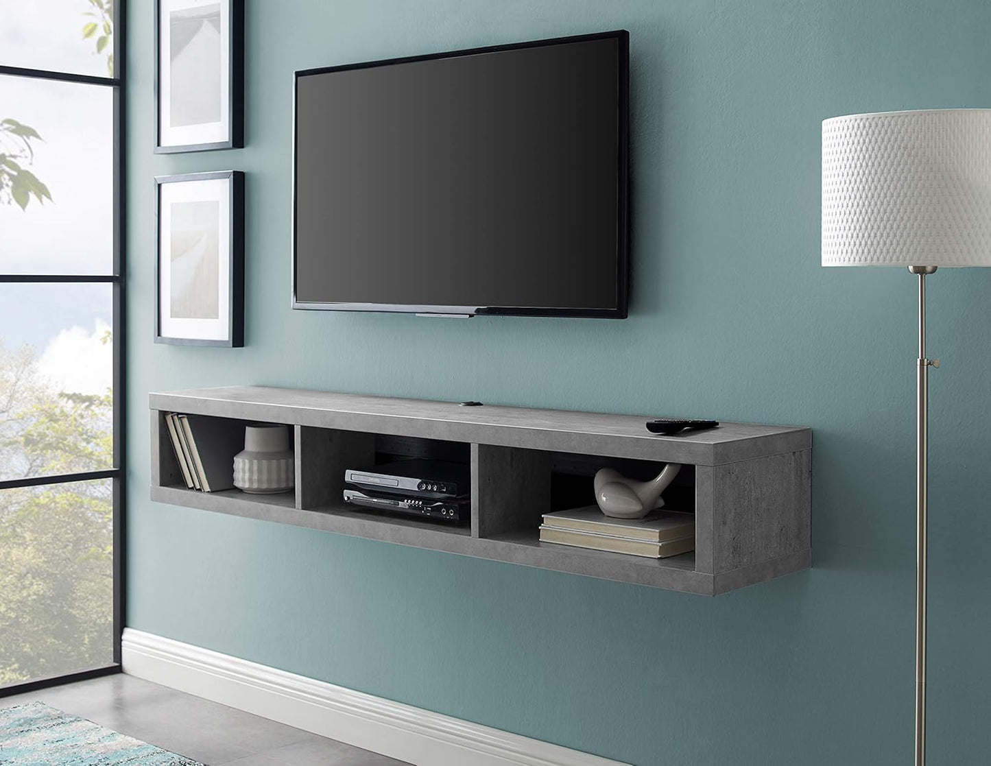 Martin Furniture Floating Tv Console, 60", Stone Gray