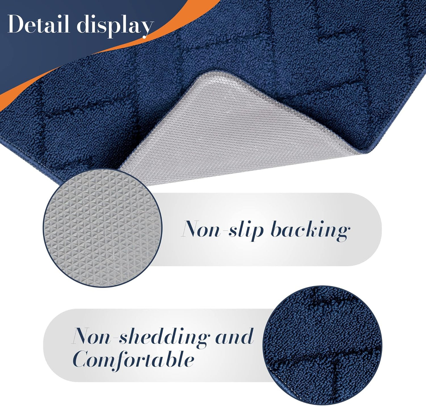 Walensee Indoor Doormat, Front Door Mat for Entrance (24"x35" Navy Blue) Machine Washable Entryway Rug, Non Slip Trapper Door Rugs Absorbent Dirt Low Profile Shoes Scraper Inside Floor Mats for Entry