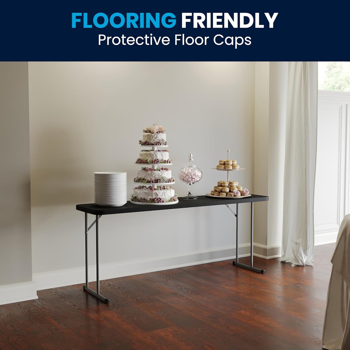 Flash Furniture Kathryn 6 ft Plastic Folding Training and Event Table, Rectangular Folding Training Table with 220-lb. Static Weight Capacity, Black - Retail $91