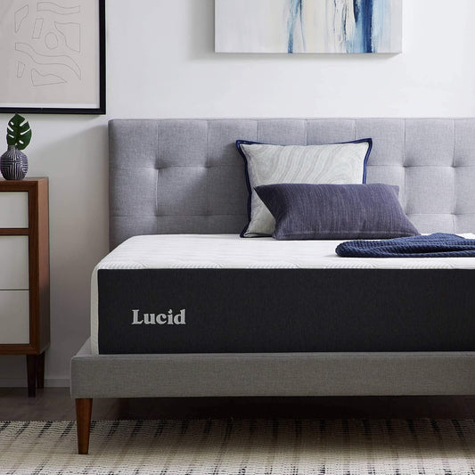 NEW - LUCID CALI KING 14 Inch Memory Foam Mattress - Plush Feel - Memory Foam Infused with Bamboo Charcoal and Gel - Temperature Regulating - Pressure Relief - Breathable - Premium Support - California King Size - Retail $649