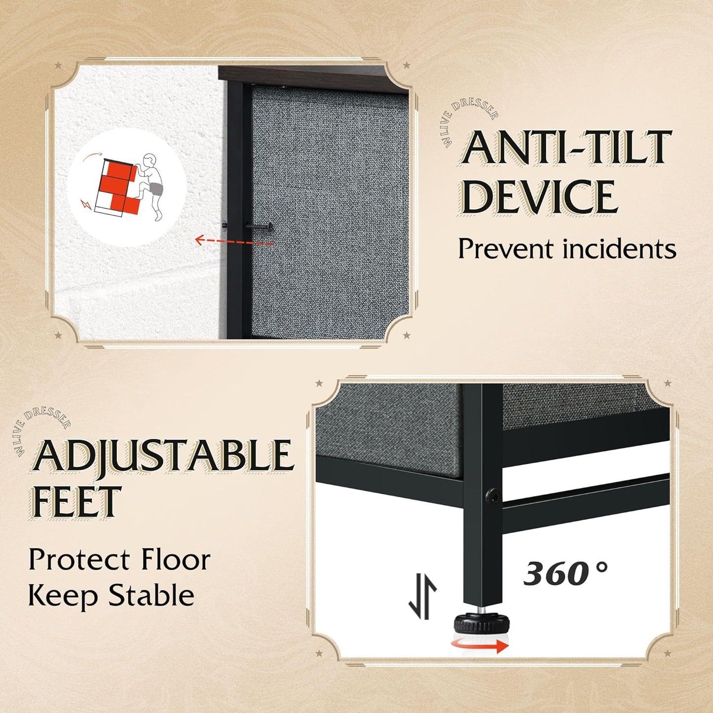 NEW - WLIVE 11-Drawer Dresser, Fabric Storage Tower for Bedroom, Hallway, Closets, Tall Chest Organizer Unit with Textured Print Fabric Bins, Steel Frame, Wood Top, Easy Pull Handle, Dark Grey - Retail $93