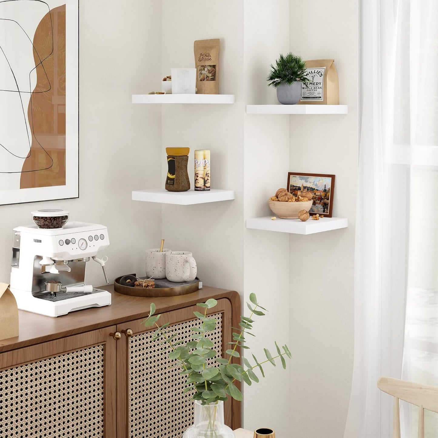 Fun Memories Floating Shelves for Wall Set of 3 - 12 Inch Square Shelves with Invisible Brackets, Small Wall Shelf for Living Room, Bathroom, Bedroom, and Kitchen Decor，Set of 3