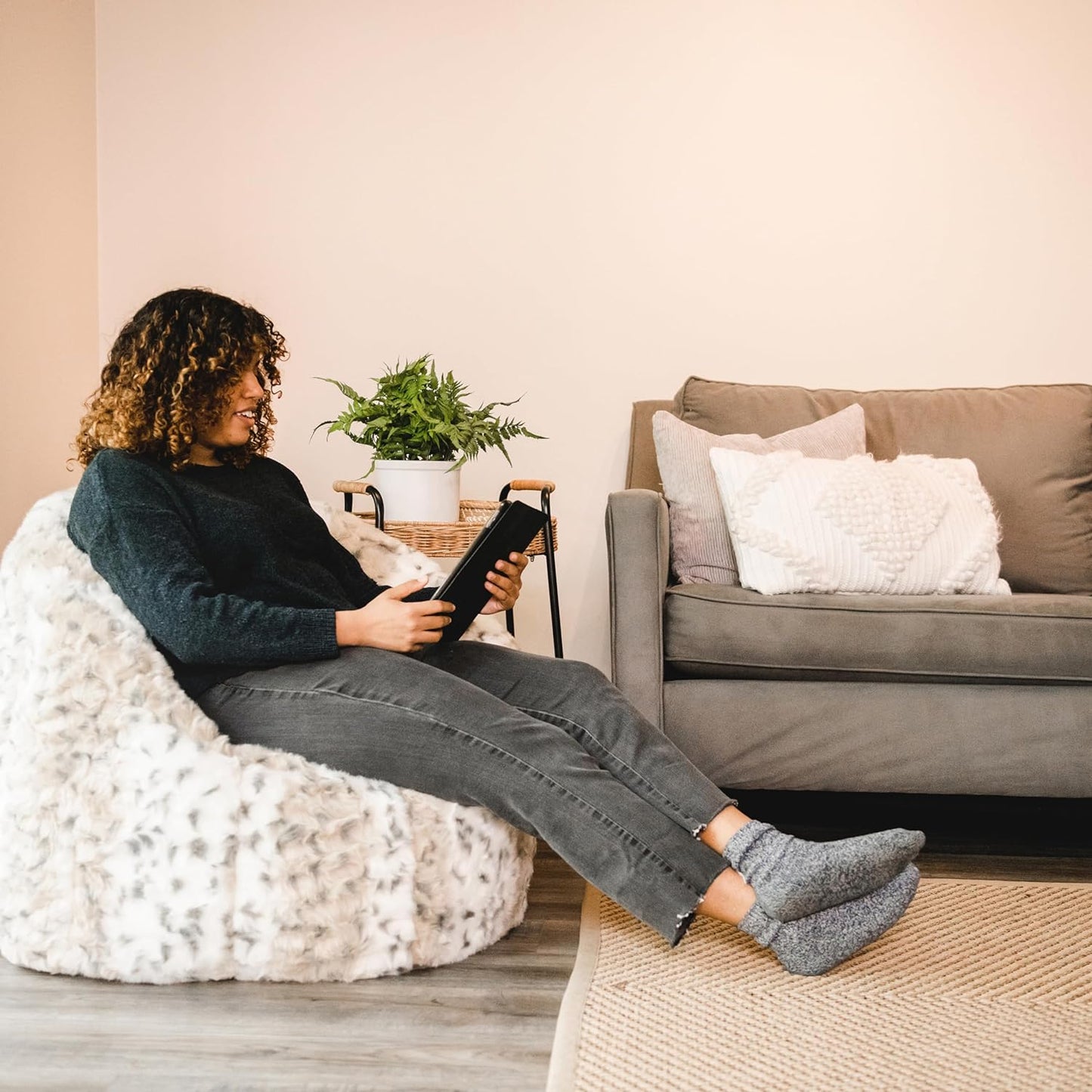 Big Joe Milano Super Soft Leopard Beanbag Chair - Retail $68