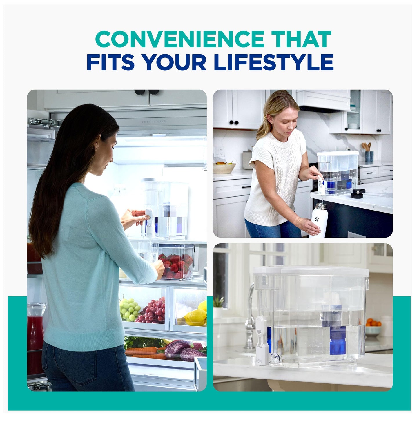 NEW - PUR PLUS 30-Cup Water Filter Dispenser with 1 Lead-Reducing PUR PLUS Filter, Dishwasher Safe, Powerful Filtration, Large Capacity with Slim, Space-Saving Design, White (DS1811Z)