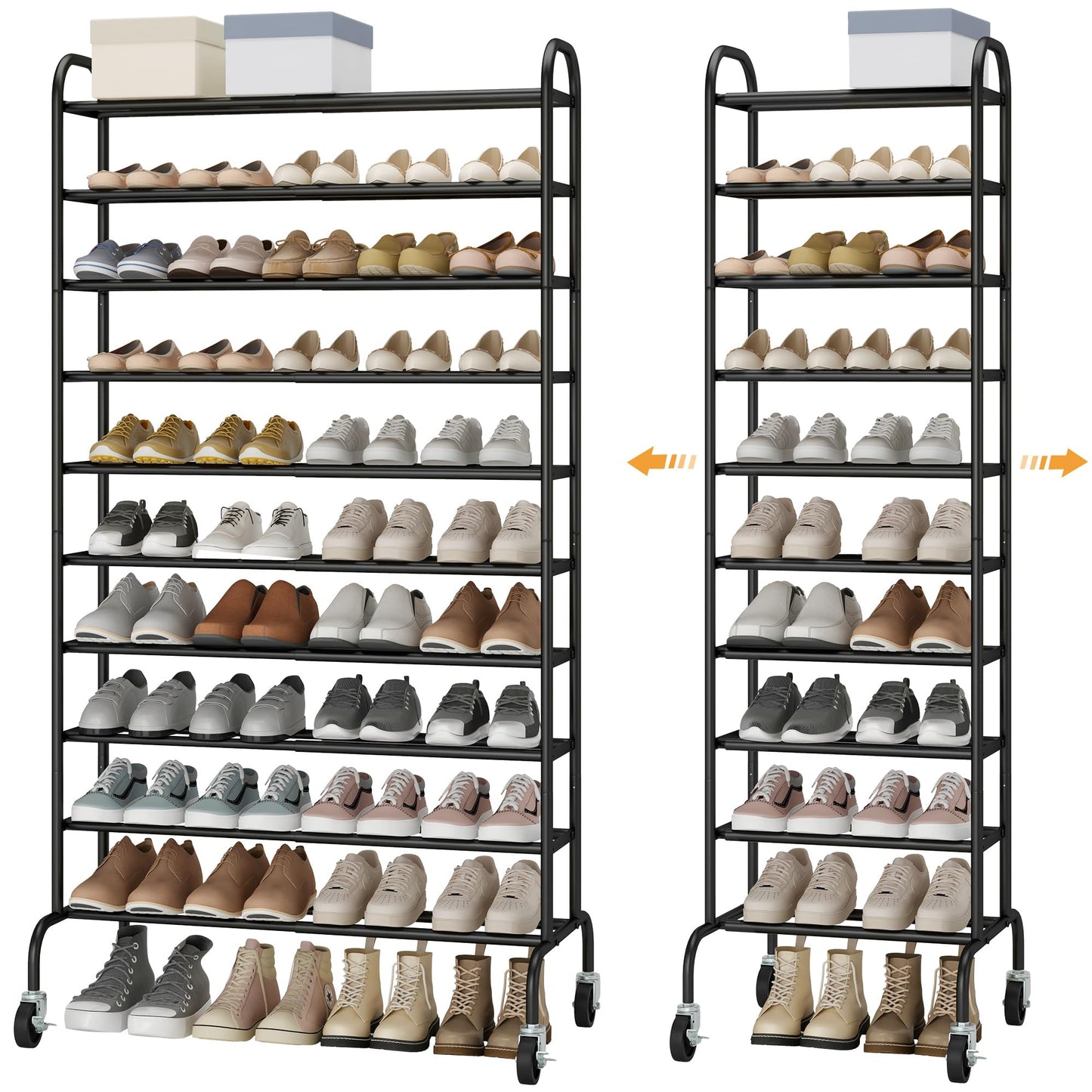 NEW - Sto Sto Expandable 10-Tier Metal Tall Shoe Rack - Retail $100