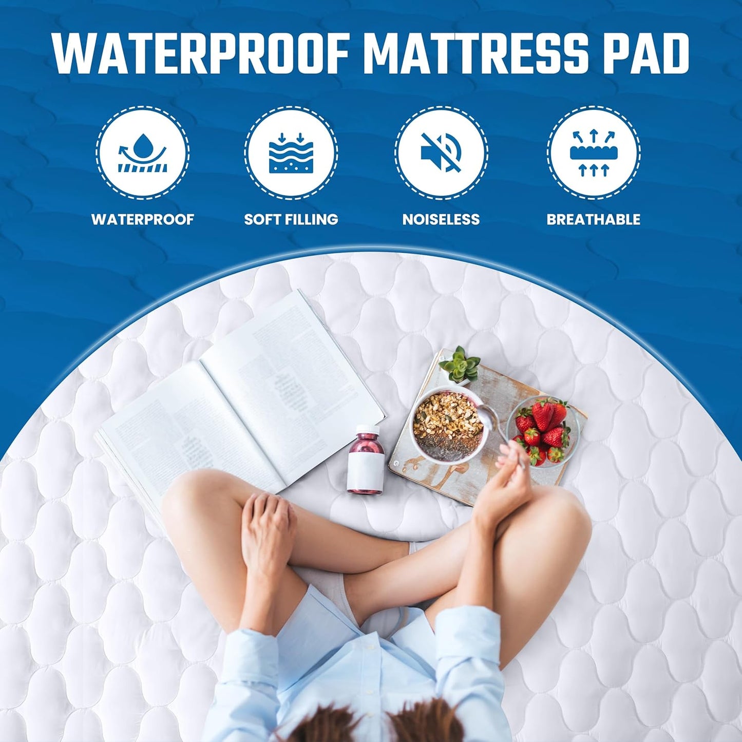 Utopia Bedding Waterproof Mattress Protector, Queen Mattress Pad, Quilted Fitted Cover Stretches up to 16 Inches Deep (White) - Retail $20