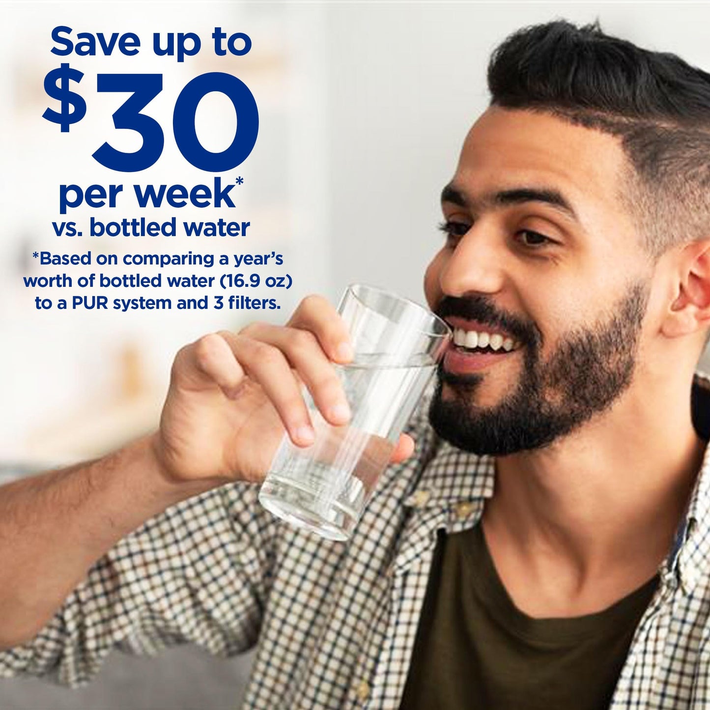 PUR Plus Vertical Faucet Mount Water Filtration System, Lead-Reducing Water Filter For Sink Faucet, Easy Install, 100 Gallons, Compatible with Sinks with External Aerators, Grey