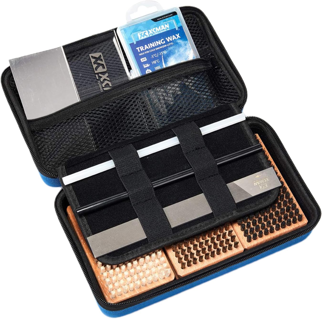 XCMAN Ski and Snowboard Waxing and Tuning Kit with Wax Brush Box for Traveling and Storage (Box with Tuning Tools)