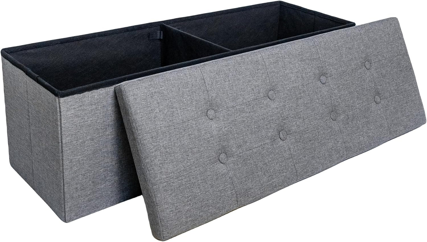 GLAXYFUR 43.3 inches Folding Storage Ottoman Bench Storage Chest Footrest for Bedroom, Entryway and Living Room, Holds up to 660 lb Dark Grey - Retail $45