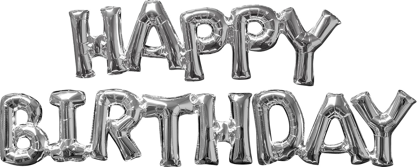 Amscan Happy Birthday Foil Balloon, Silver