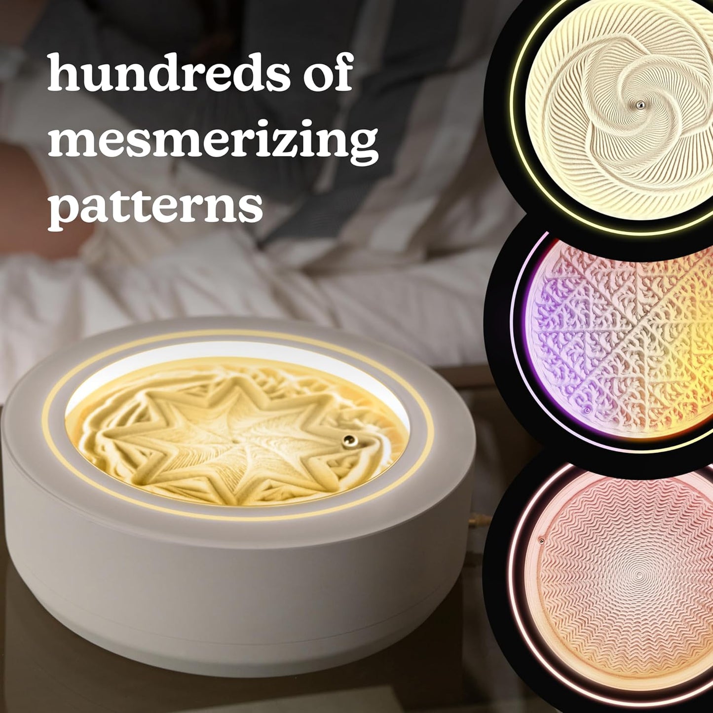 Homedics 11” Drift Sandscape, Compact Size, Zen Garden, Meditation Accessories, Decorative Sandscape, Smart LED Lighting, Wi-Fi Enabled (Cream)