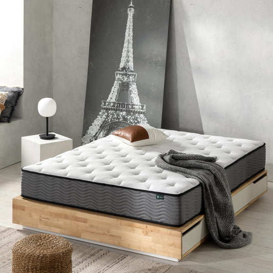 NEW - Zinus 10 Inch KING True Support Hybrid Mattress [New Version], King, Fiberglass Free, Medium Feel, Motion Isolation, Certified Safe Foams & Fabric, Mattress in A Box - Retail $260