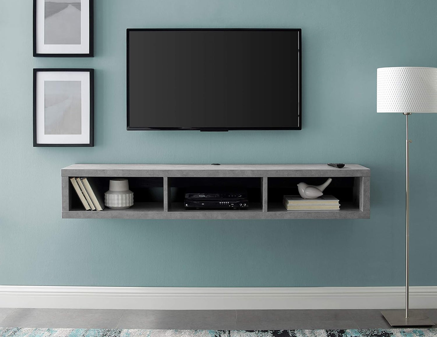 Martin Furniture Floating Tv Console, 60", Stone Gray