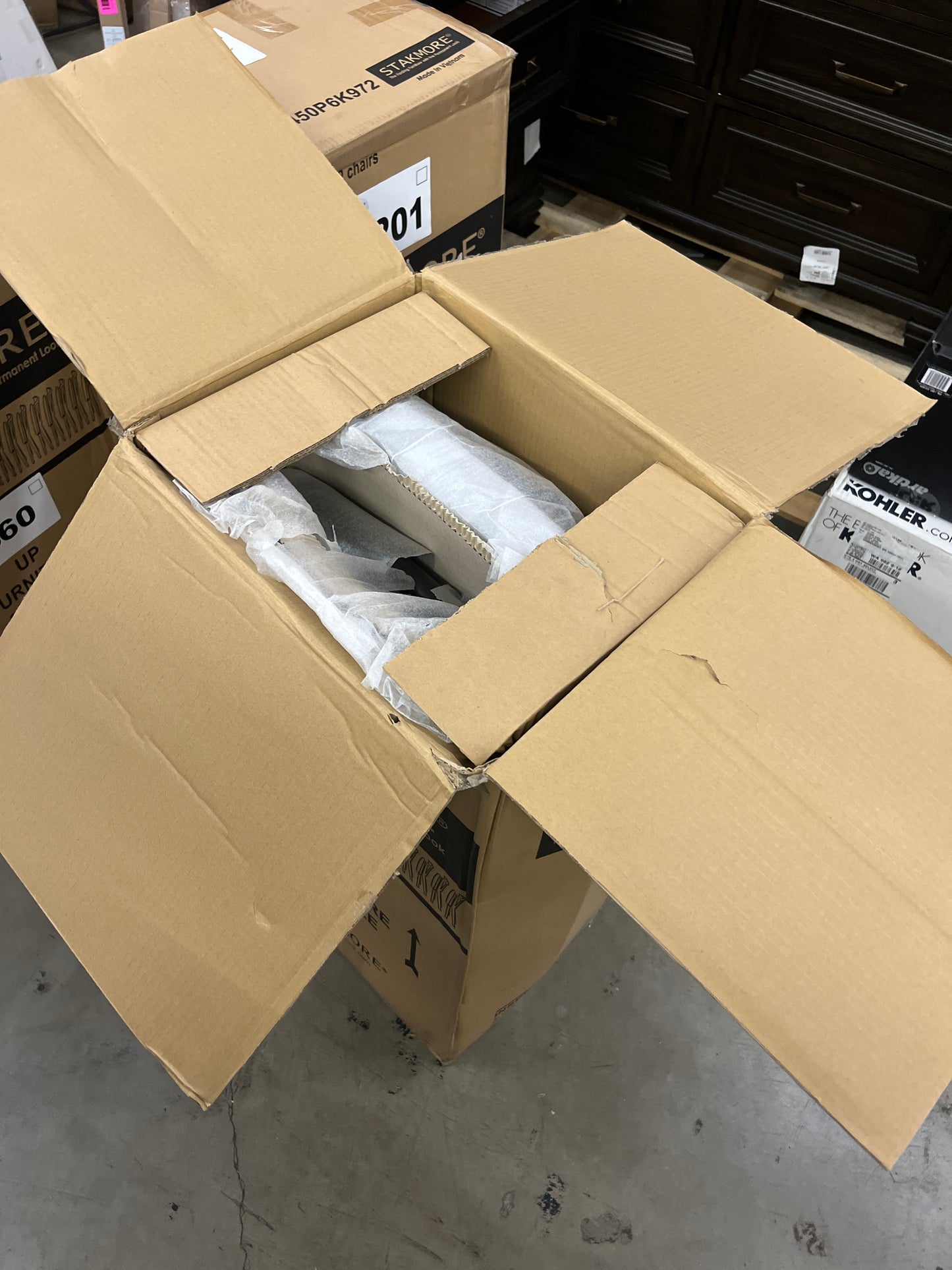 NEW - Stakmore Wood Folding Chair with Bonded Leather Seat, Espresso, 2-pack - Retail $99