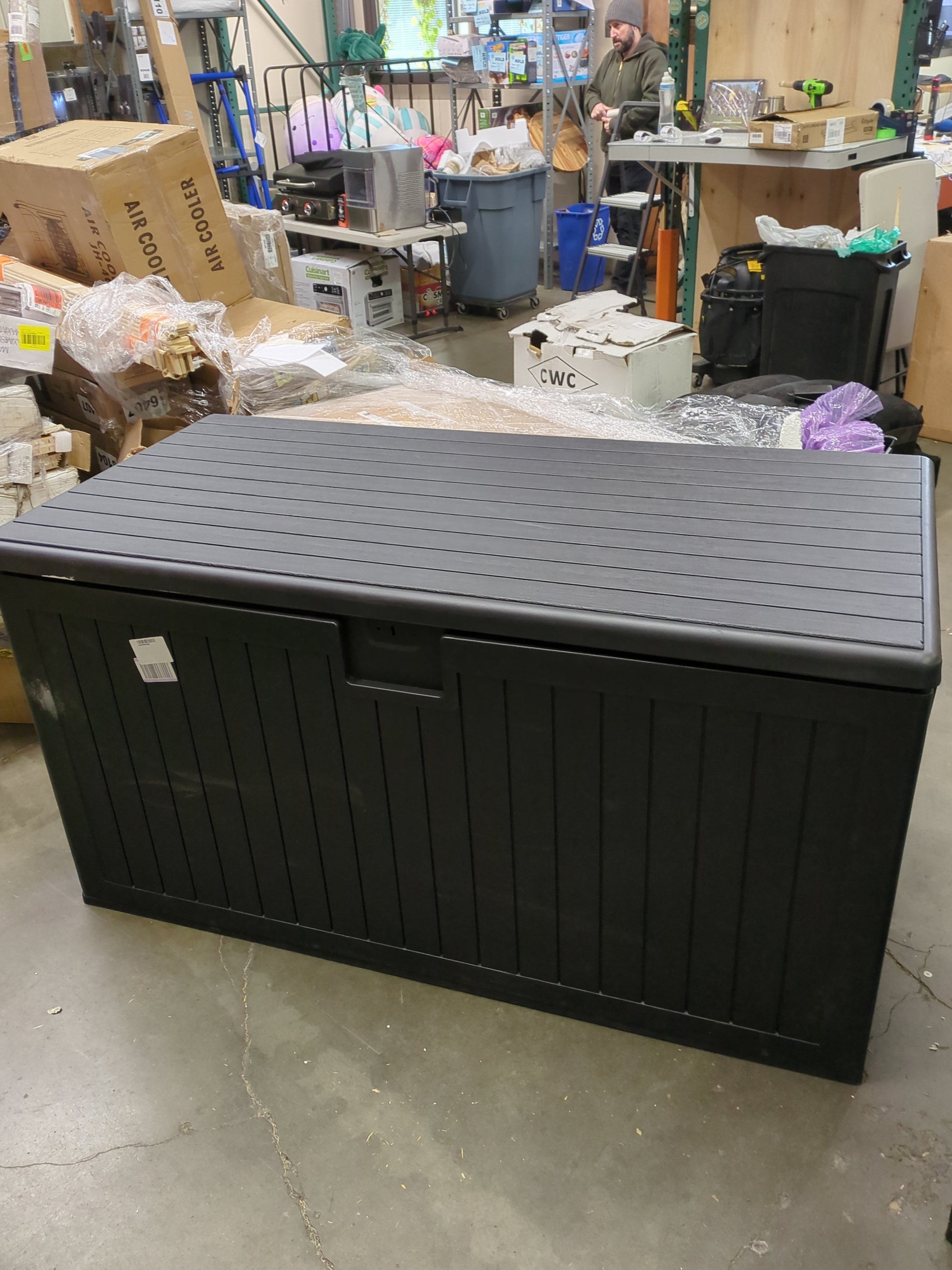 YITAHOME XXL 230 Gallon Large Deck Box,Outdoor Storage for Patio Furniture Cushions,Garden Tools with Flexible Divider,Waterproof,Lockable (Black) - Retail $349