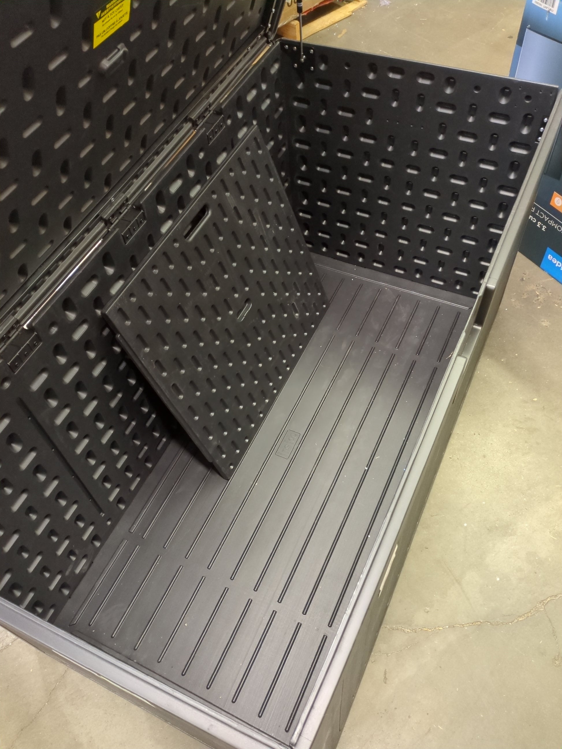 YITAHOME XXL 230 Gallon Large Deck Box,Outdoor Storage for Patio Furniture Cushions,Garden Tools with Flexible Divider,Waterproof,Lockable (Black) - Retail $349