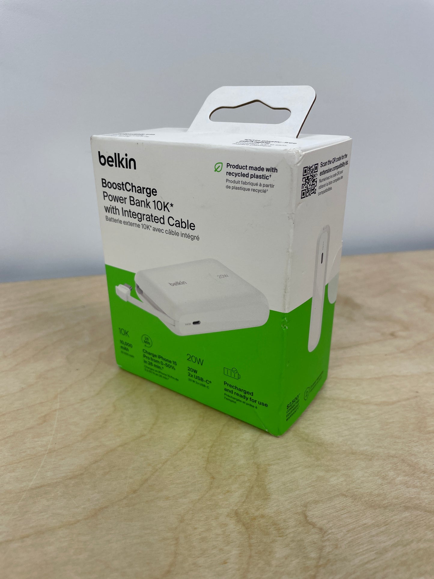 Belkin Travel Bundle – 10K Power Bank with Integrated USB-C Cable, 30W USB-C Wall Charger, USB-C/C Cable & Travel Pouch - Retail $37