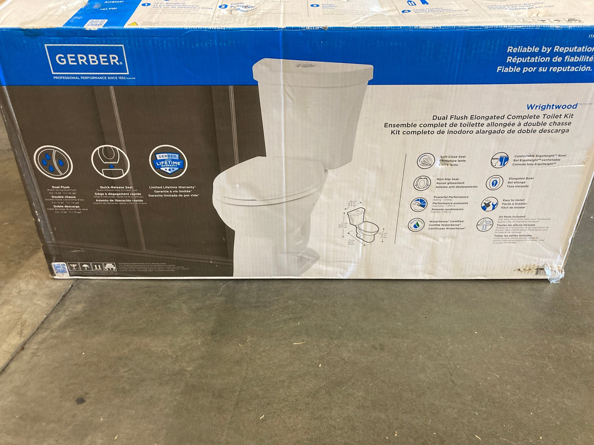 Costco - Gerber Wrightwood Dual Flush Elongated Complete Toilet Kit - Retail $169 Default Title