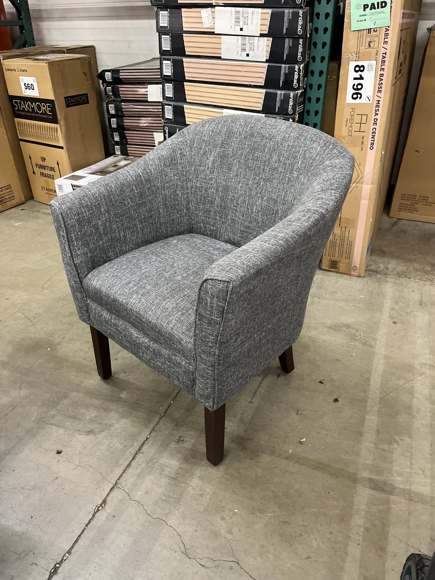 HomePop Modern Barrel Accent Chair, Grey - Retail $157