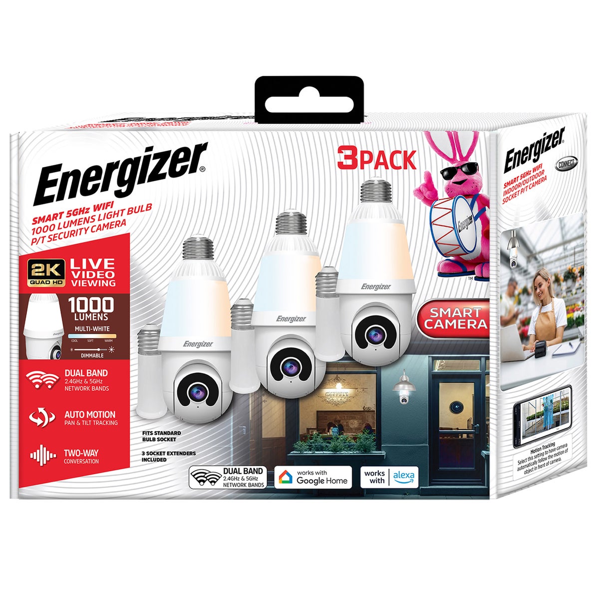 Energizer Light Bulb Security Camera, 3-count