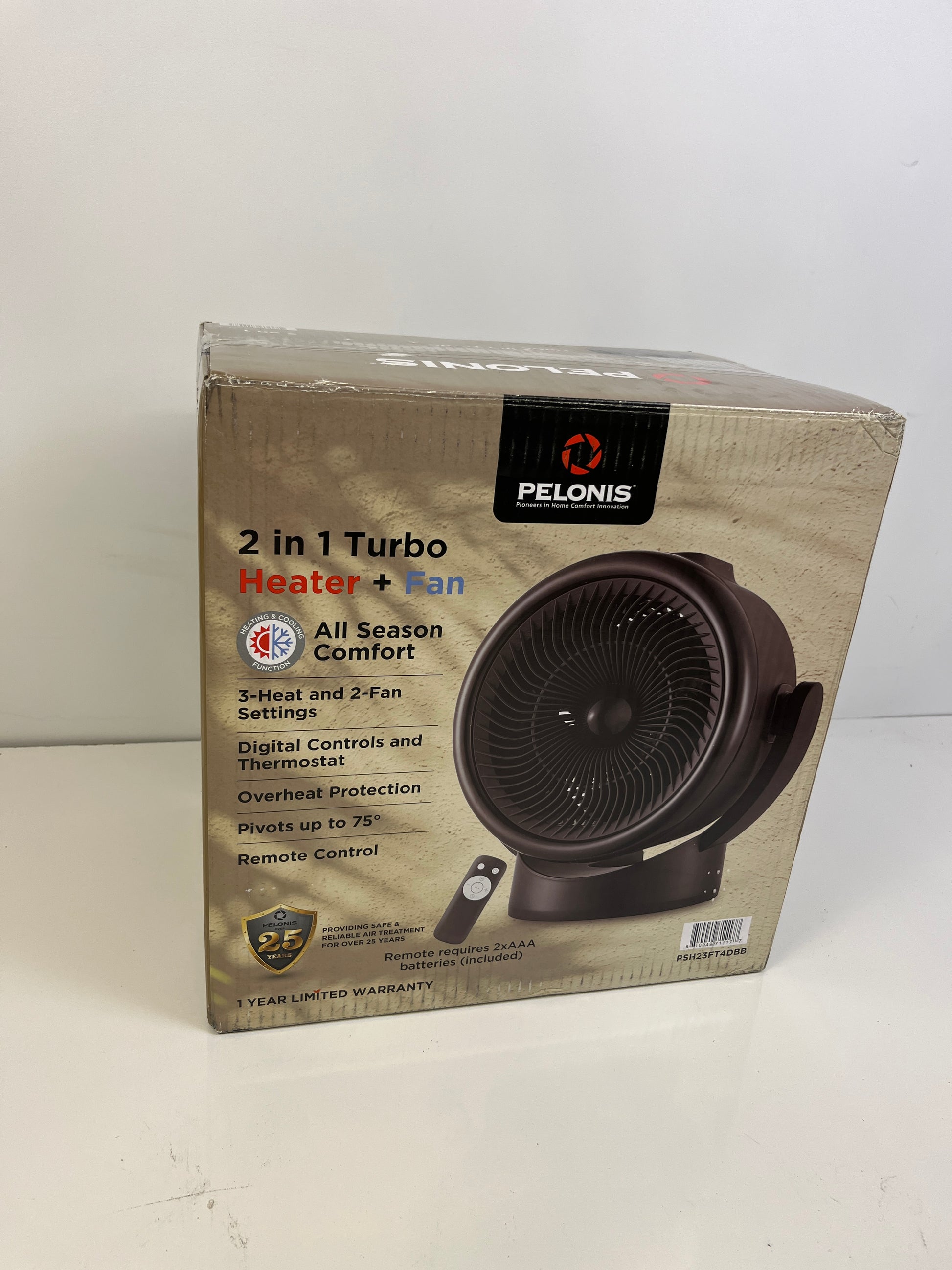 PELONIS TURBO 2IN1 HEATER - Retail $34