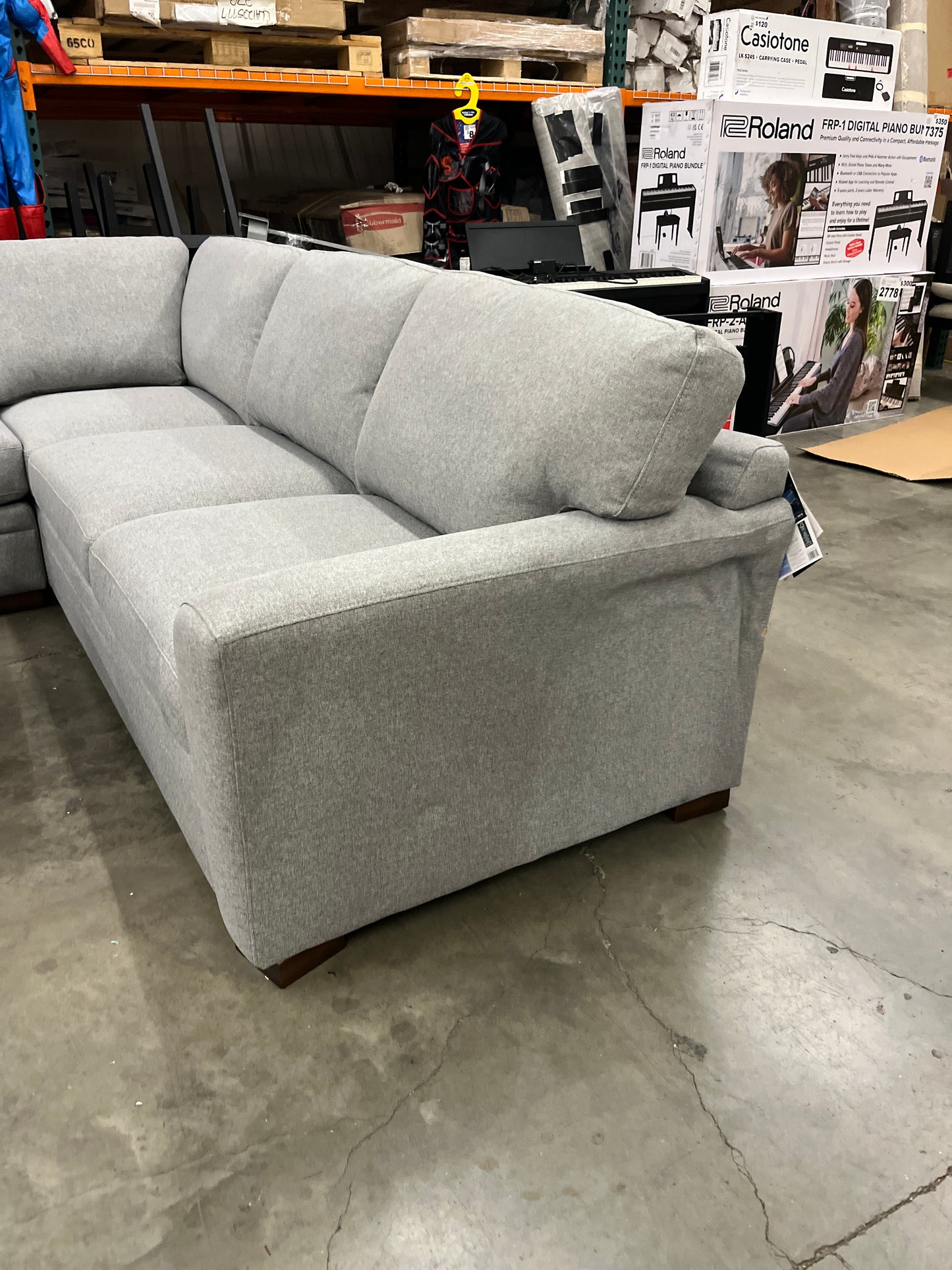 NEW / dmg - Thomasville Langdon Fabric Sectional with Chaise and Storage Ottoman, Gray - Retail $1999