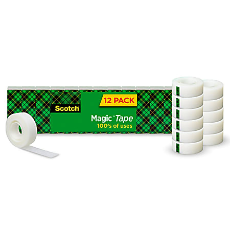 Scotch® Magic™ Tape, Invisible, 3/4 x 1000 in, 12 Tape Rolls, Clear, Back to School Supplies, College Supplies, and Teacher Supplies