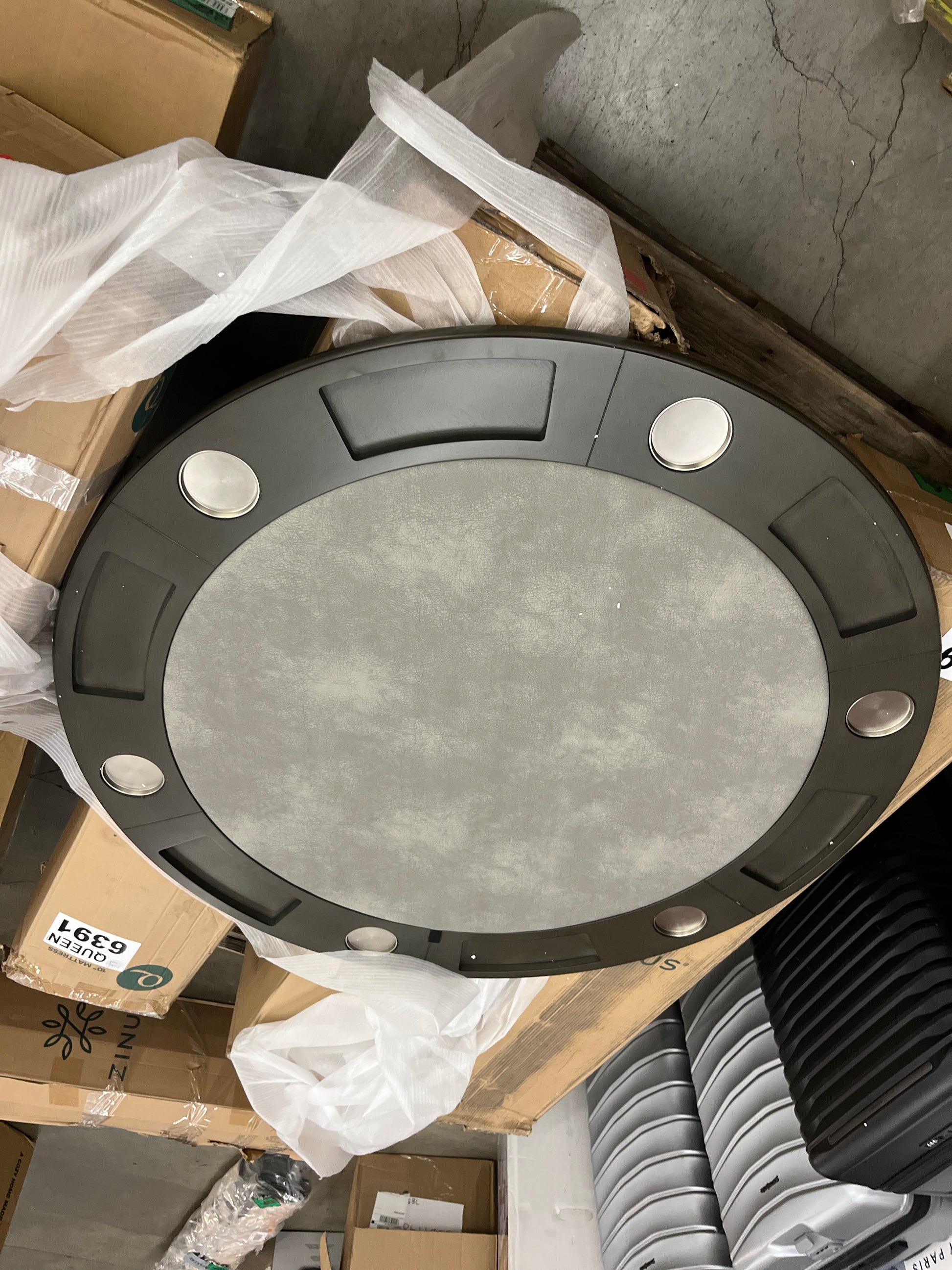 Sunset Trading Vegas Dining and Poker Table, 2 in 1 Game, Gray/Black/Off-white - Retail $1443