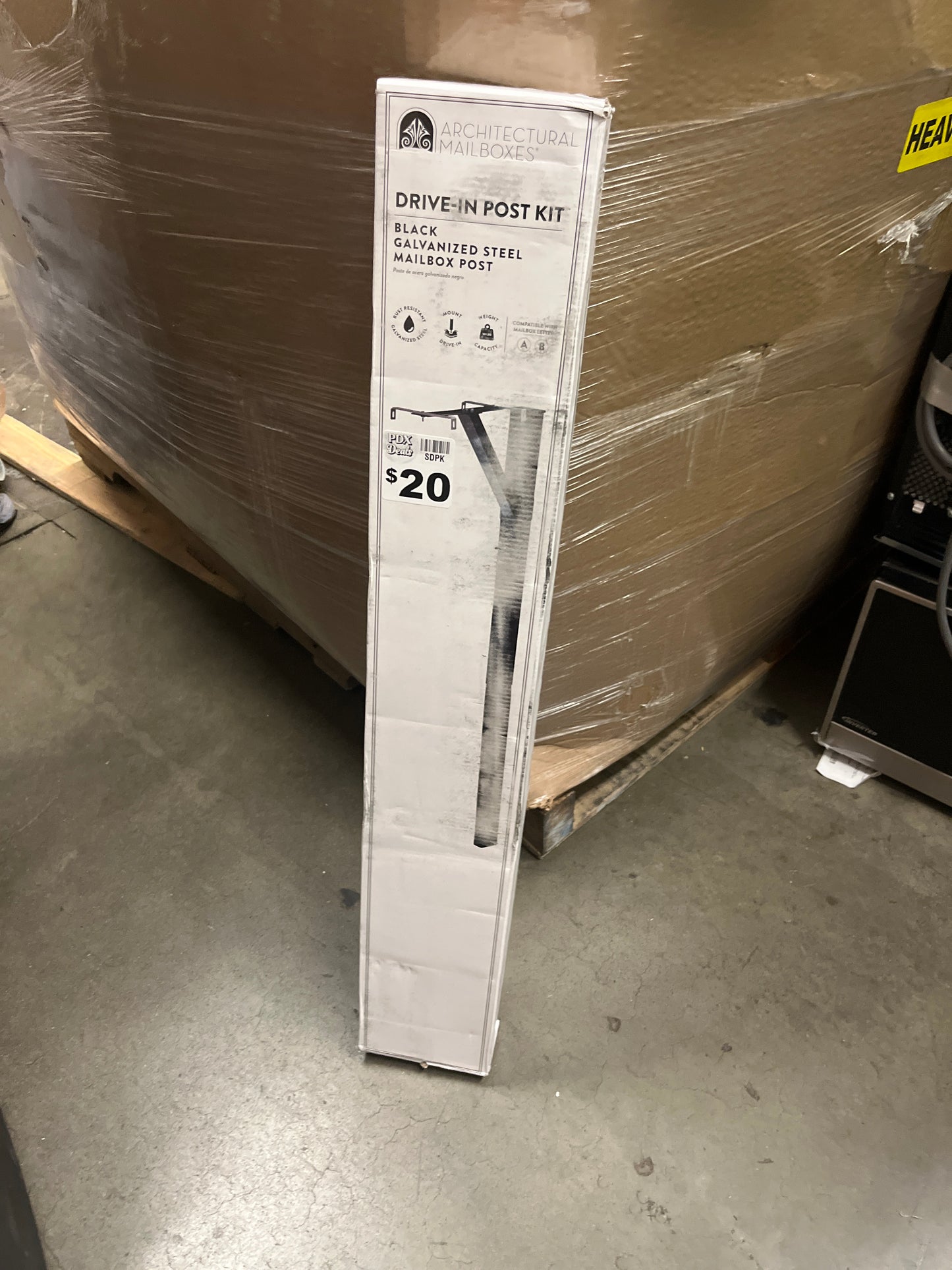 Architectural Mailboxes Drive-in Post Kit Galvanized Steel Mailbox Post, Compatibility Code A, B, SDPK00AM, Black