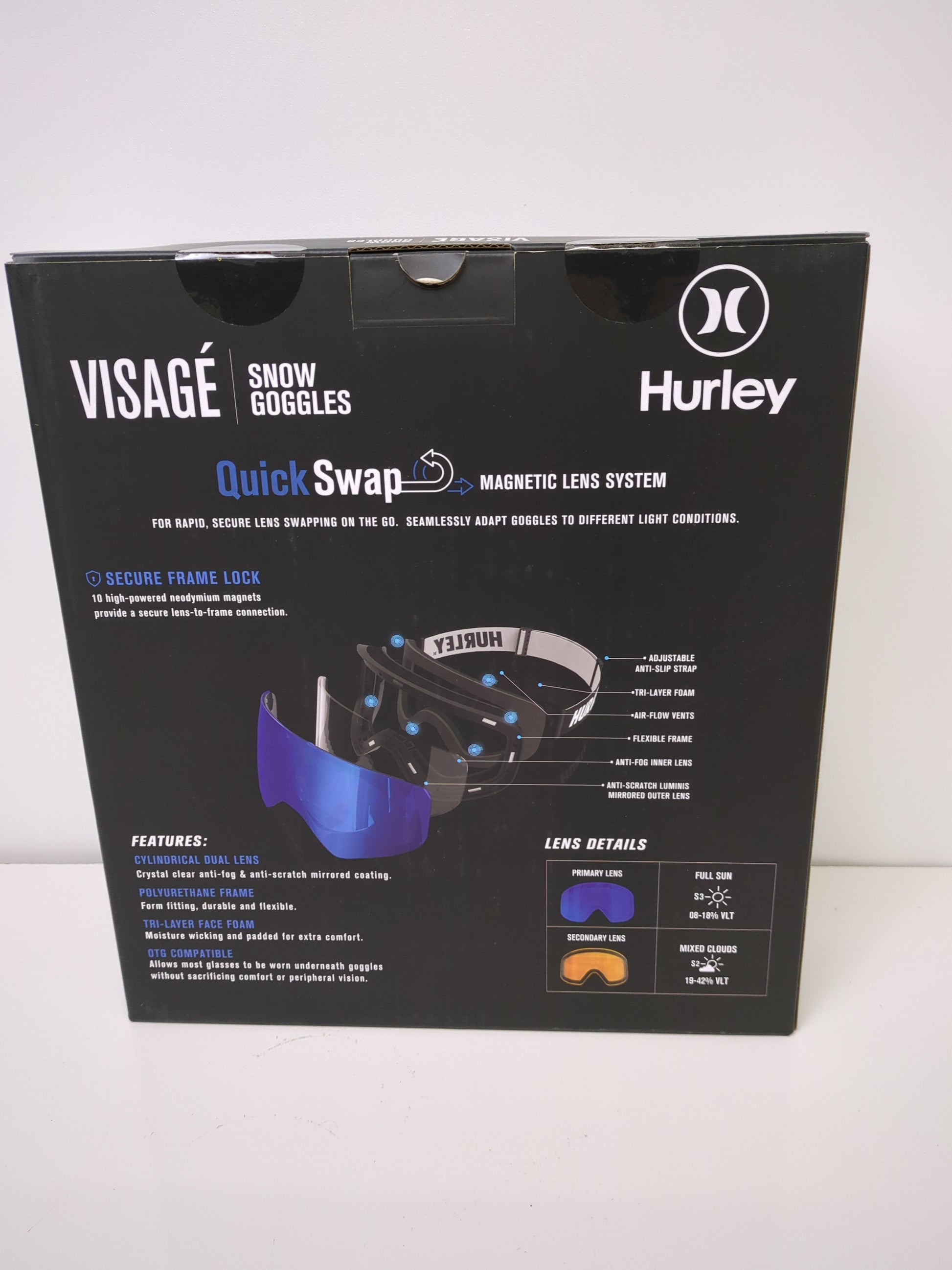 HURLEY SNOW GOGGLES - Retail $38