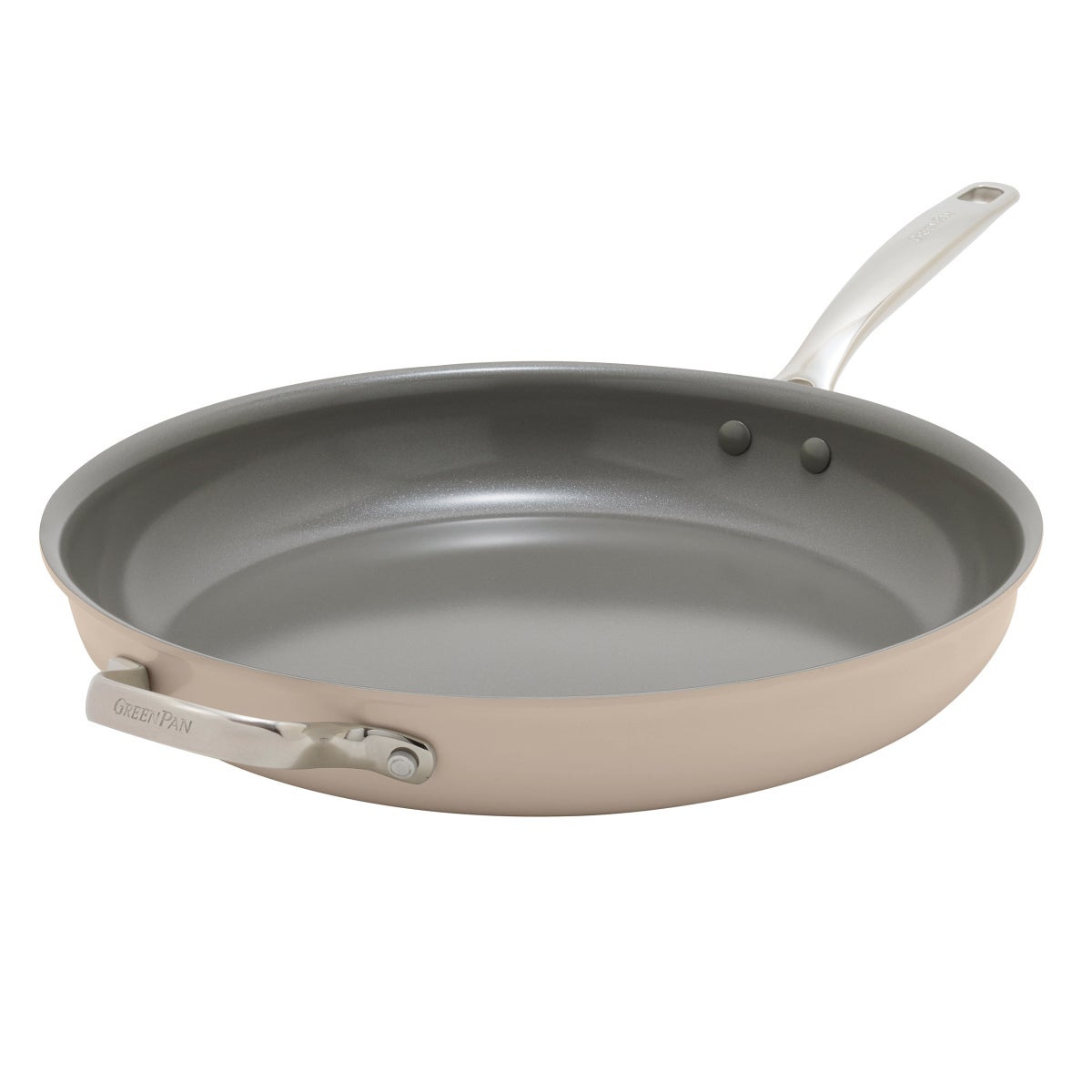 GreenPan The Big Fry 14” Pan with Helper Handle - Taupe
