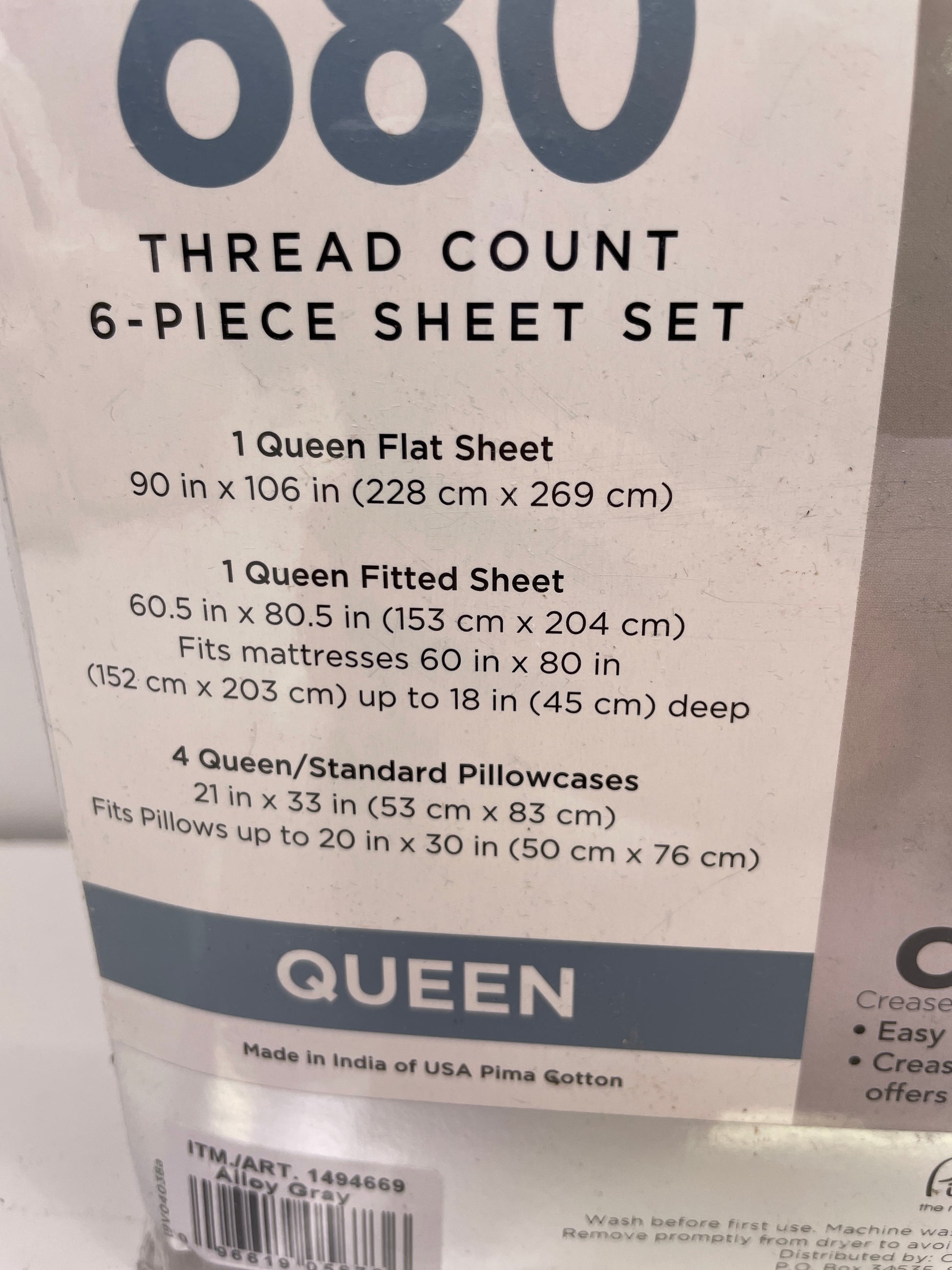 Kirkland Signature QUEEN 680 Thread Count Sheet Set - Retail $79