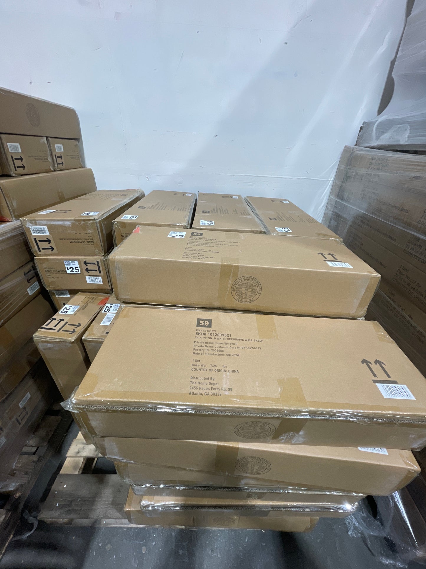 24 in. W x 7 in. D White Decorative Wall Shelf (Set of 2)